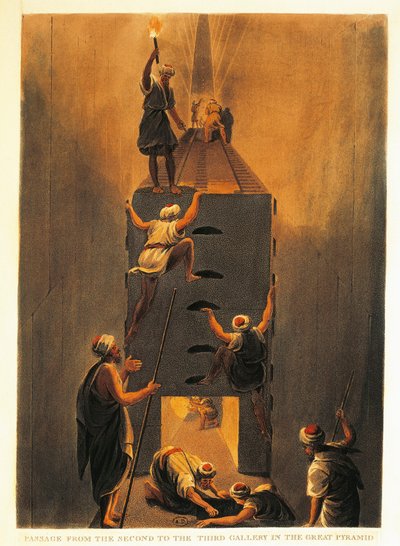Frankrig, Paris, passage fra det andet til det tredje galleri i den store pyramide i Giza af Luigi Mayer