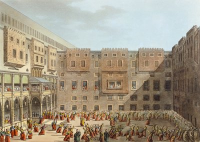 Mameluke-øver foran slottet Mourad Bey i Kairo af Luigi Mayer