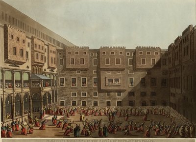 Mamelukker træner på pladsen i Murad Beys-paladset, 1802 af Luigi Mayer