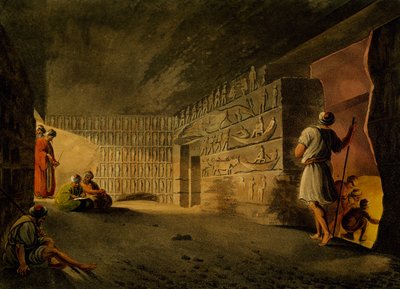Underjordisk kammer i Pyramid of Giza, gravering, af Luigi Mayer (1755-ca 1803), fra udsigter i Egypten, Palæstina og andre dele af det osmanniske imperium af Luigi Mayer