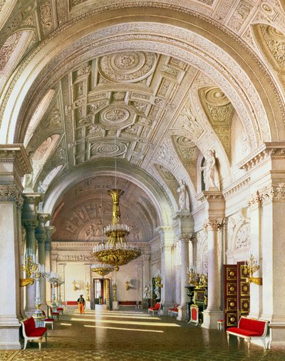 Udsigt over Den Hvide Sal i Vinterpaladset i St. Petersborg, 1865 af Luigi Premazzi