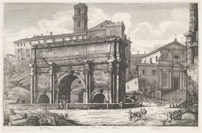 Boog van Septimius Severus te Rom Udsigt over Septimiusbuen (titel på objektet) af Luigi Rossini
