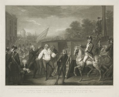 Lodewijk XVI ved det schavot Lewis den Sekstendes rolige og overbeviste opførsel ved afsked med sin skriftefader Edgeworth / øjeblikket før en periode blev sat til hans eksistens den 21. januar 1793 (titel på objekt) af Luigi Schiavonetti
