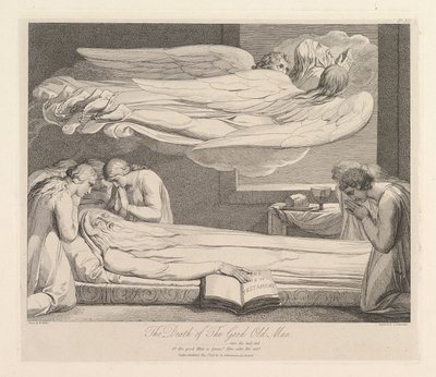 The Death of the Good Old Man, fra Graven, et digt af Robert Blair, 1. marts 1813. af Luigi Schiavonetti