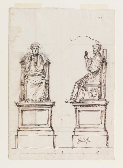 Design til en marmortrone til statuen af Sankt Peter, Peterskirken, Rom af Luigi Vanvitelli