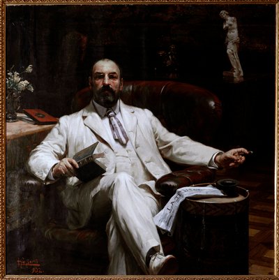 Portræt af den skotske assurandør og kunstbeskytter Evan Mackenzie Maleri af Luigi de Servi (1863-1945) 1902 Dim 135x135 cm Gener, Galleria d