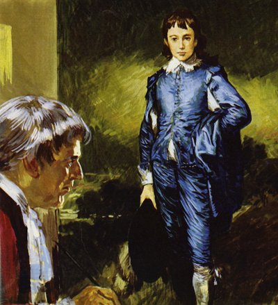 Gainsborough maler sit berømte portræt Blue Boy (farvelitografi) af Luis Arcas Brauner