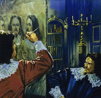 Kong Charles I inviterede Van Dyck til England for at male hans portræt (farvelitografi) af Luis Arcas Brauner