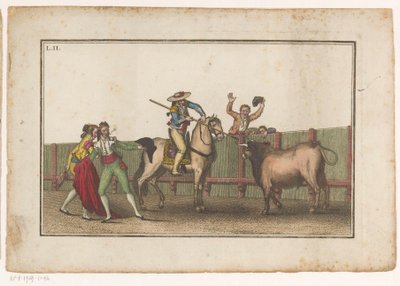 Picador retter sin lanse mod en tyr Coleccion de las principales suertes de una corrida de toros (serietitel) Samling af de vigtigste tyrefægtningsmanøvrer (serietitel) af Luis Fernandez Noseret