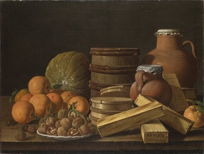 Stilleben med appelsiner og valnødder, 1772 af Luis Egidio Melendez