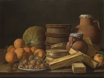 Stilleben med appelsiner og valnødder. 1772 af Luis Egidio Melendez