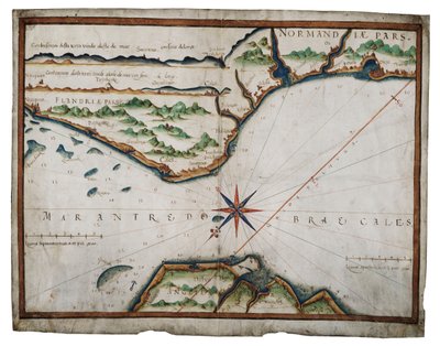 Kort over Doverstrædet, ca. 1587-88 (akvarel på pergament) af Luis Teixeira