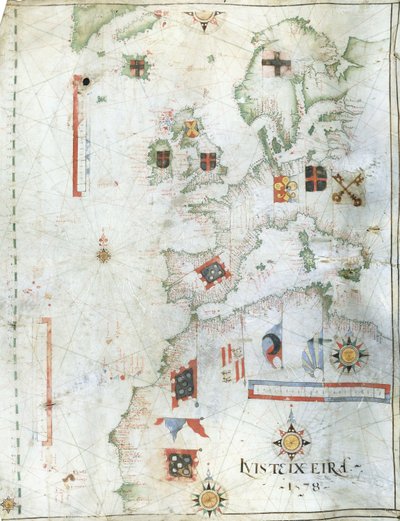 Portolan-kort over Vesteuropa og Nordafrika, 1578 af Luis Teixeira