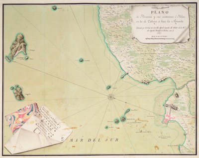 Kort over Panama af Luis de Surville