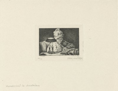 læsende mand af Lukas van Hoger (signed by artist)
