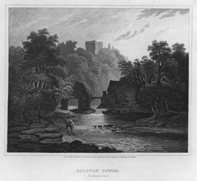 Dilston Tower, Northumberland (gravering) af Luke (after) Clennell