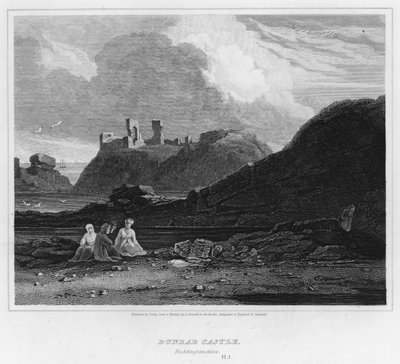 Dunbar Castle, Haddingtonshire (gravering) af Luke (after) Clennell