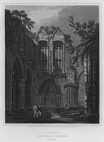 Interiør af Holyrood Chapel, West End (gravering) af Luke (after) Clennell