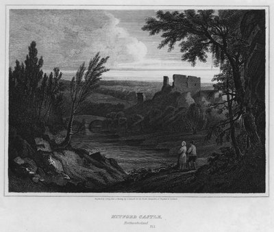 Mitford Castle, Northumberland (gravering) af Luke (after) Clennell