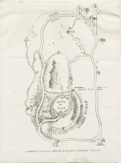 Dudley Castle: litografi, nd [c 1825] af Luke Booker