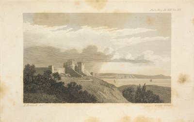 En fjern byge, der kommer bagfra et højtliggende punkt på land, hvor det overordnede lag strækker sig i forskellige dele mod vinden, og cumuli rykker frem mod og ind i massen, som i sin helhed udgør nimbusen. af Luke Howard
