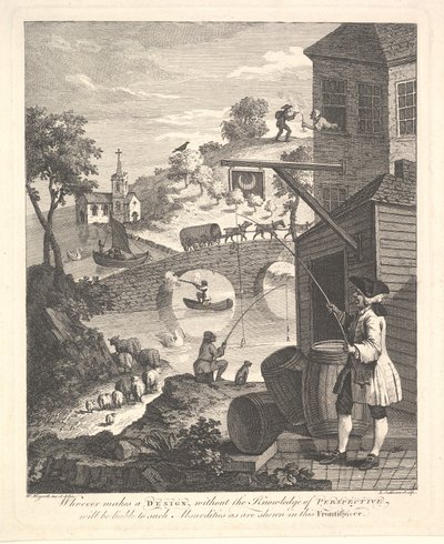 Satire on False Perspective: Frontispice to Kirbys Perspective, februar 1754. af Luke Sullivan