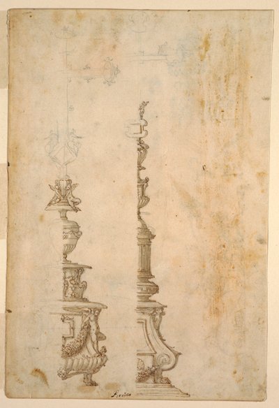 To designs til alterkorsbaser; verso, design til fem projekter af Luzio Romano