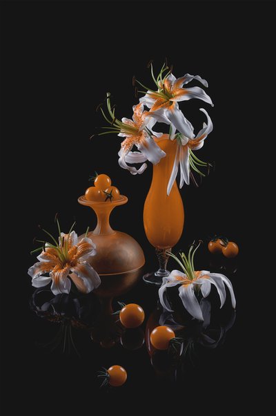 Stilleben med orange liljer af Lydia Jacobs