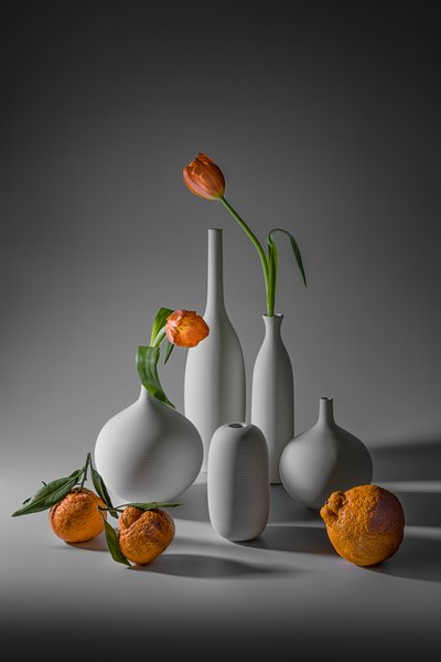 Orange tulipaner og mandariner af Lydia Jacobs