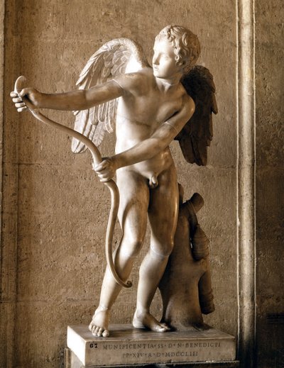 Eros (Amor) med sløjfen (1753) kopi af Eros de Thespies af Lysippe. Capitol Museum, Rom. af Lysippos (attributed to)