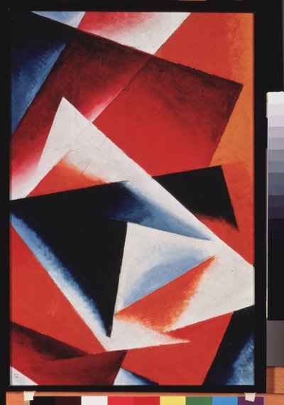 Orange arkitektonisk maling. Værk af Lyubov (Lioubov) Sergeyevna Popova (1889-1924), olie på pap af Lyubov Sergeevna Popova