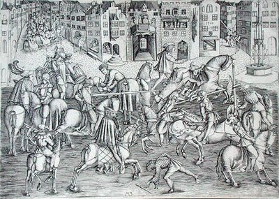 Turneringen, ca. 1500 (gravering) af MZ Master