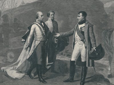 Møde mellem Napoleon og Frans I efter Austerlitz, 1805, 1896 af M. Haider
