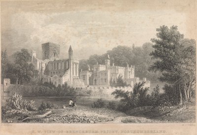 Nordvest udsigt over Brinkburn Priory, Northumberland; side 44 (bind 1) af M. J. Starling