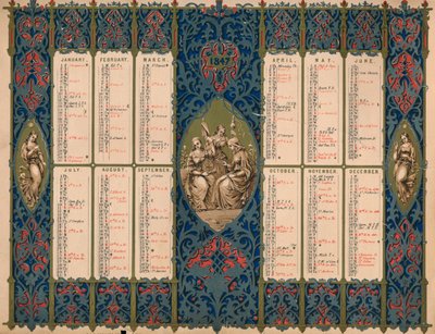 Kalender med helgendage og kongelige fødselsdage, 1847. af M and N Hanhart