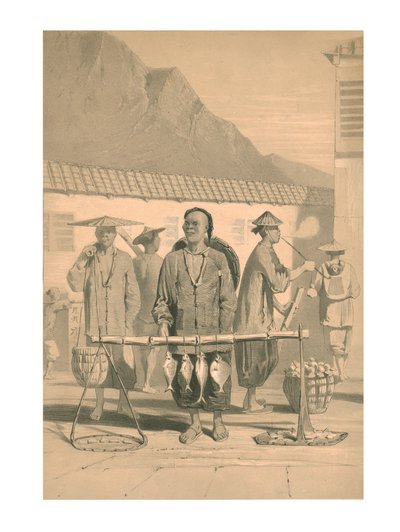 Fiskehandlere i Hong Kong, 1800-tallet. af M and N Hanhart