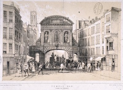 Temple Bar, London, c1845 af M and N Hanhart