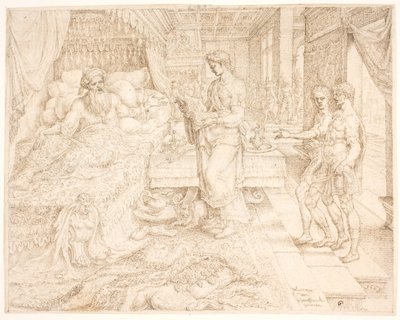 Ahasverus, da han ikke kunne sove, konsulterede optegnelserne af Maarten van Heemskerck