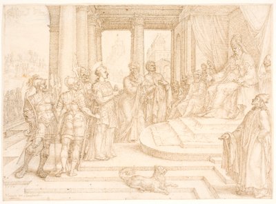 Den hellige Stefanus stilles for ypperstepræsten af Maarten van Heemskerck