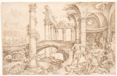 Skinke håner Noah af Maarten van Heemskerck