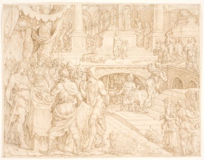Josias befaler, at folket skal holde påske som foreskrevet i pagtsbogen af Maarten van Heemskerck