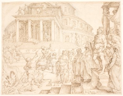 Josias befaler, at hestene skal fjernes og solvognene brændes af Maarten van Heemskerck