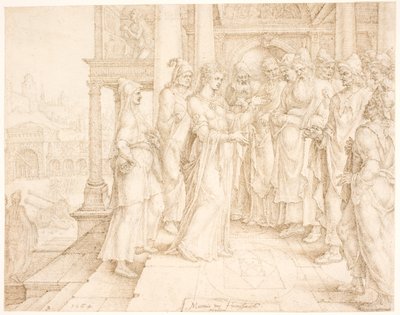 Judith henvender sig til de gamle i Bethulia af Maarten van Heemskerck