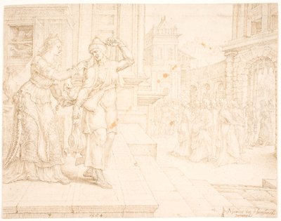 Judith forbereder sig på at tage til fjendernes lejr af Maarten van Heemskerck