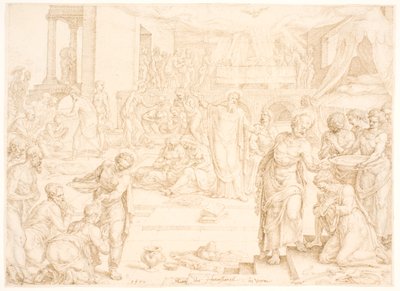 Peter og de øvrige apostle døber menigheden i Jerusalem af Maarten van Heemskerck