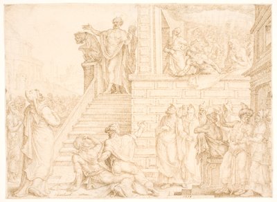 Peter prædiker i Jerusalem af Maarten van Heemskerck
