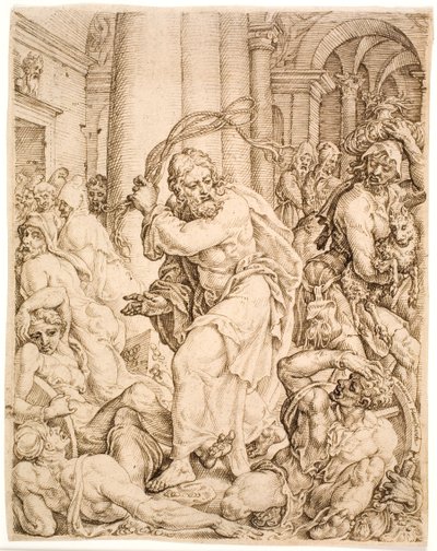 Uddrivelsen fra templet af Maarten van Heemskerck