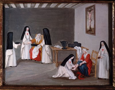 Nonner fra Abbey of Port-Royal-des-Champs, der tager sig af syge mennesker (maleri af Madeleine (attr. to) Boullogne
