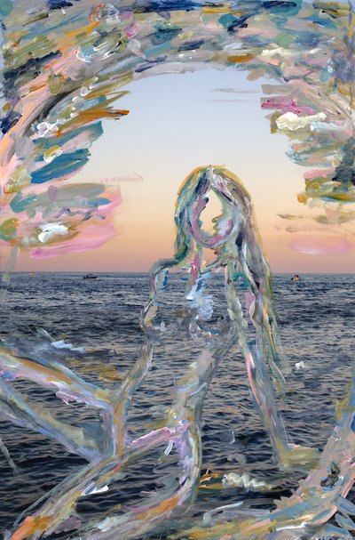 Miami Sunset Silhouette, 2021 (akrylmaling på arkivbestandigt pigmentprint) af Madeleine Gross