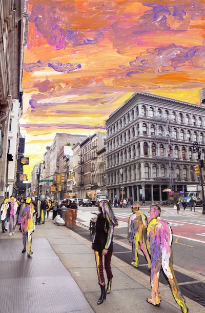 NYC Dream, 2019 (akrylmaling på arkivbestandigt pigmentprint) af Madeleine Gross